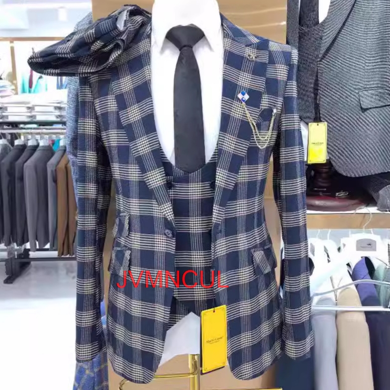 Men'S Formal Wear For Reception - بدلة رجالية ثلاثية القطع بألوان متباينة،