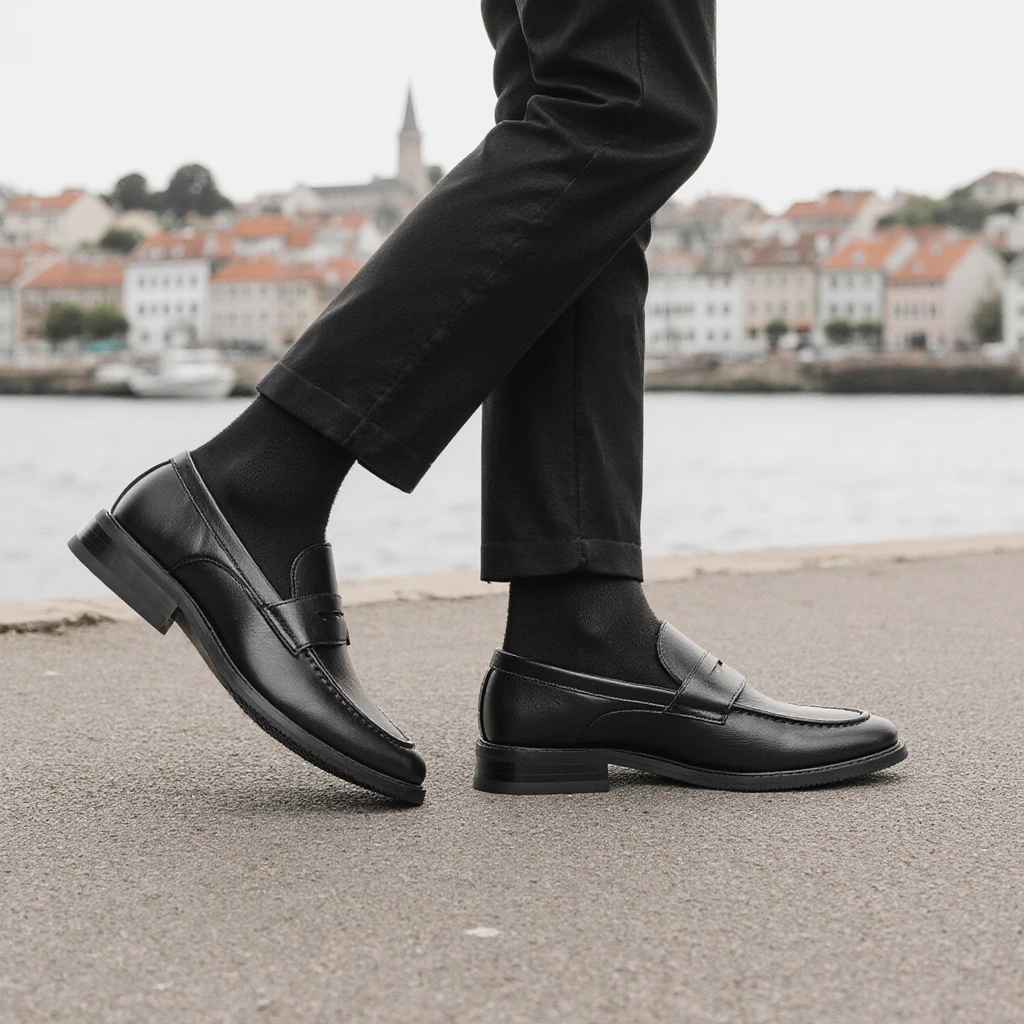 Men'S Formal Attire - أحذية رجالية سوداء كلاسيكية بدون رباط،