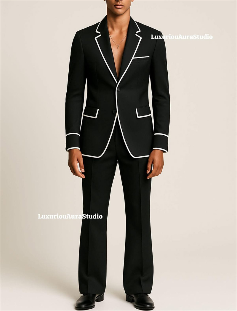Men Formal Wear Black And White - طقم بدلة رجالي أسود مصمم من