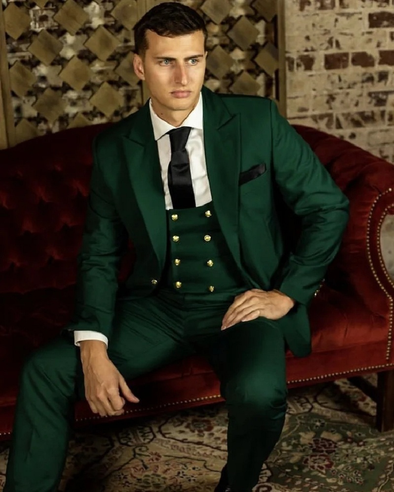 Men Formal Wear Design - بدلة رجالية كلاسيكية خضراء رسمية للزفاف،