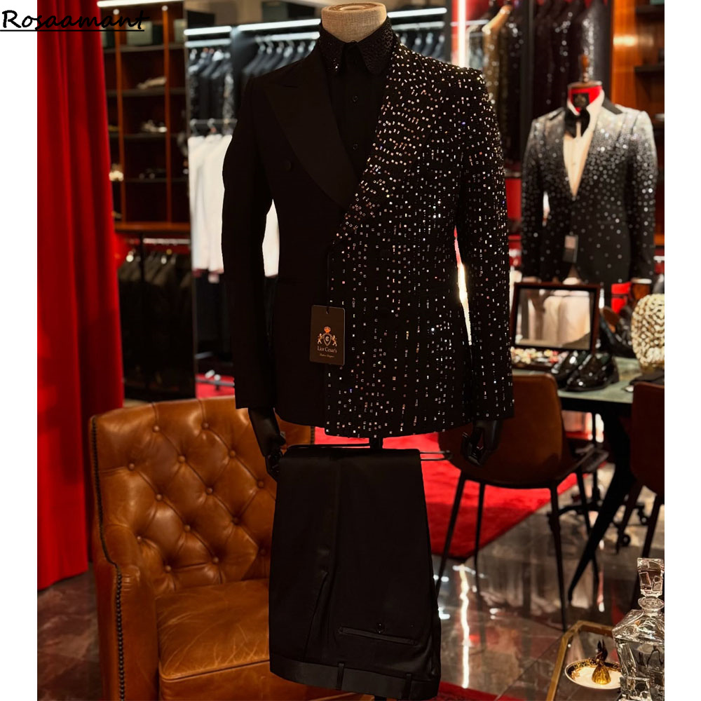 Men Formal Wear Black And White - الفاخرة الرسمية الأسود الزفاف الرجال البدلة