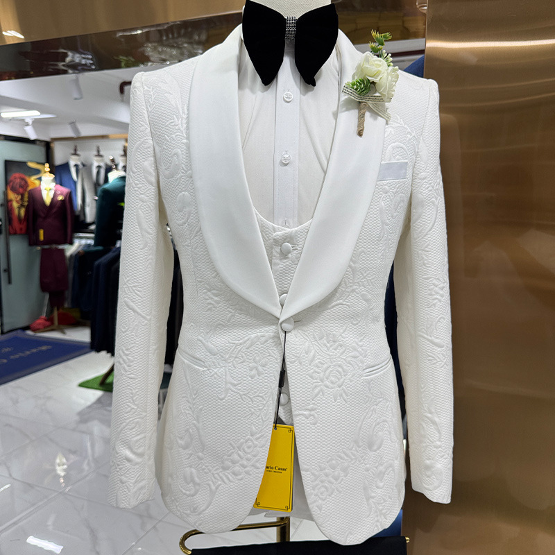 Men Formal Wear Black And White - بدلة زفاف رجالية بيضاء من 3
