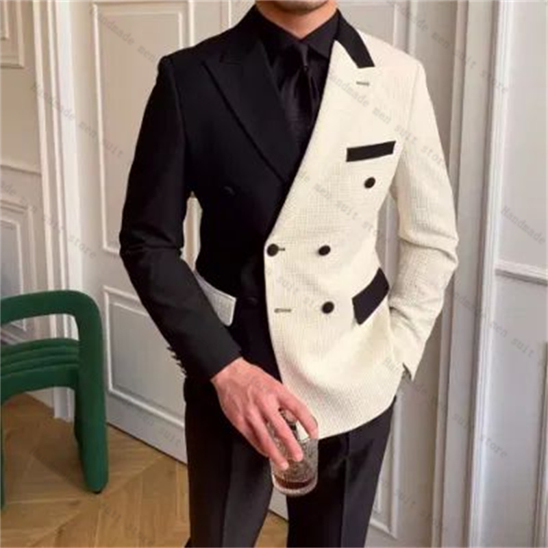 Men Formal Wear Black And White - أسود أبيض الرجال الدعاوى 2 قطعة