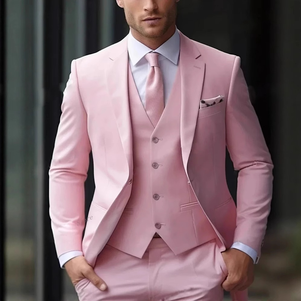 Men'S Formal Wear For Reception - بدلة رجالية رسمية وردية من 3