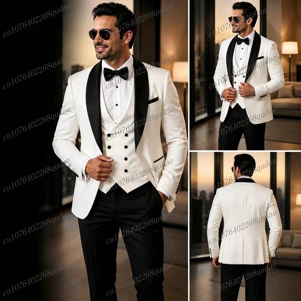 Men Formal Wear Black And White - بدلة رجالية رسمية باللونين الأبيض والأسود