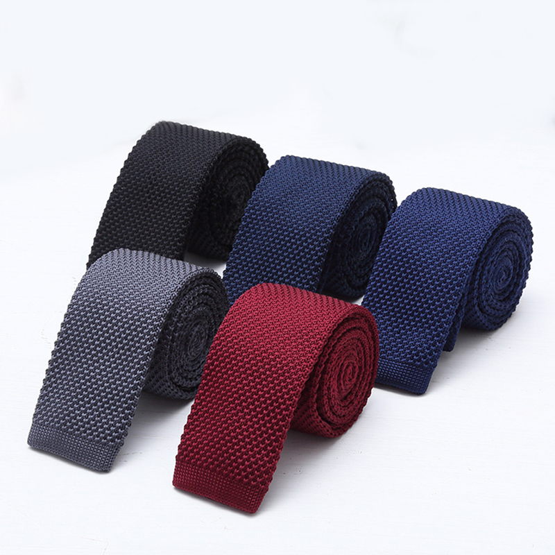 Men Formal Wear Black And White - ربطات عنق محبوكة سوداء وبيضاء صلبة