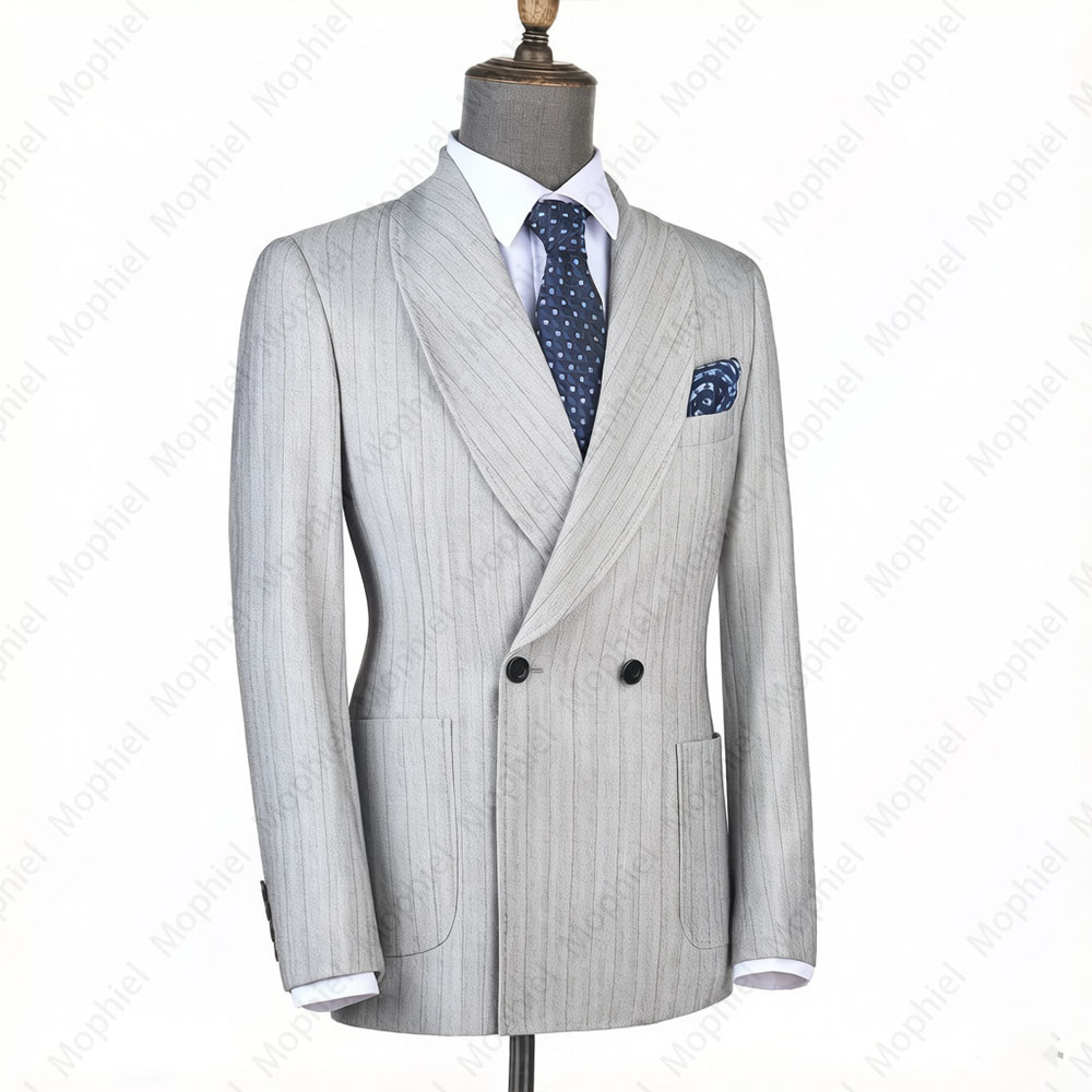 بدلة رجالية رمادية فاتحة من مو - مراجعة Men Formal Wear Wedding وسعره