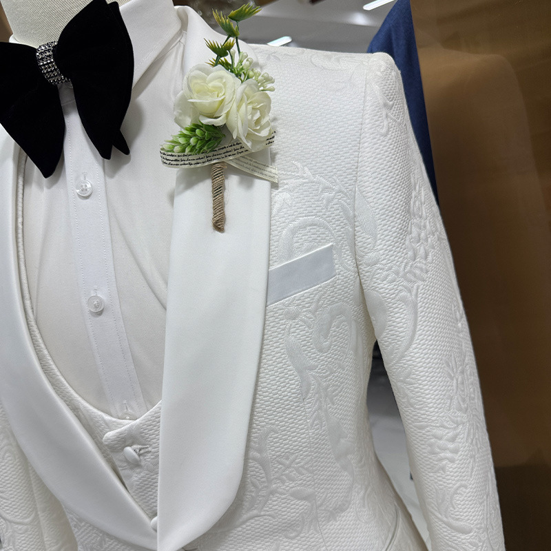 بدلة زفاف رجالية بيضاء من 3 قط - مراجعة Men Formal Wear Black And White وسعره