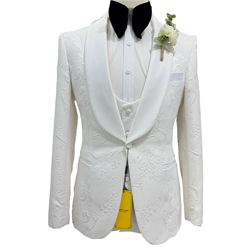 بدلة زفاف رجالية بيضاء من 3 قط - مراجعة Men Formal Wear Black And White وسعره