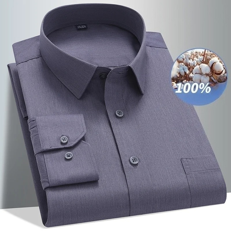 8XL 100 قميص قطني بكم طويل للر - مراجعة Men Formal Wear Black And White وسعره