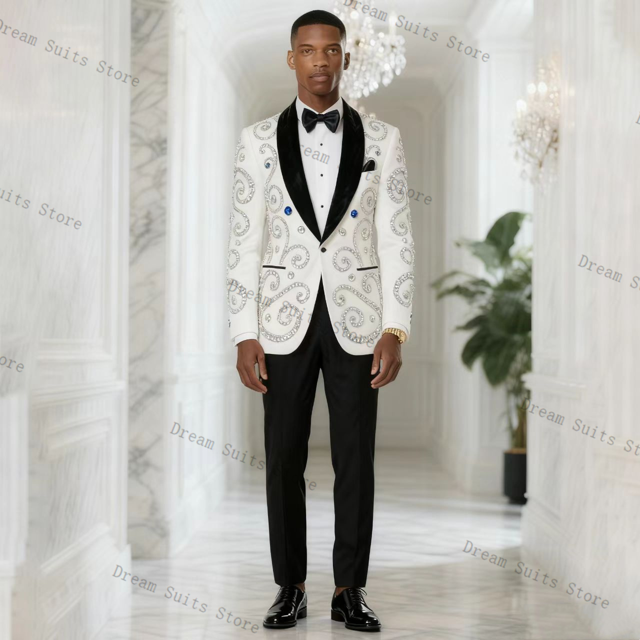 بدلة رجالية بيضاء مكونة من قطع - مراجعة Men Formal Wear Black And White وسعره