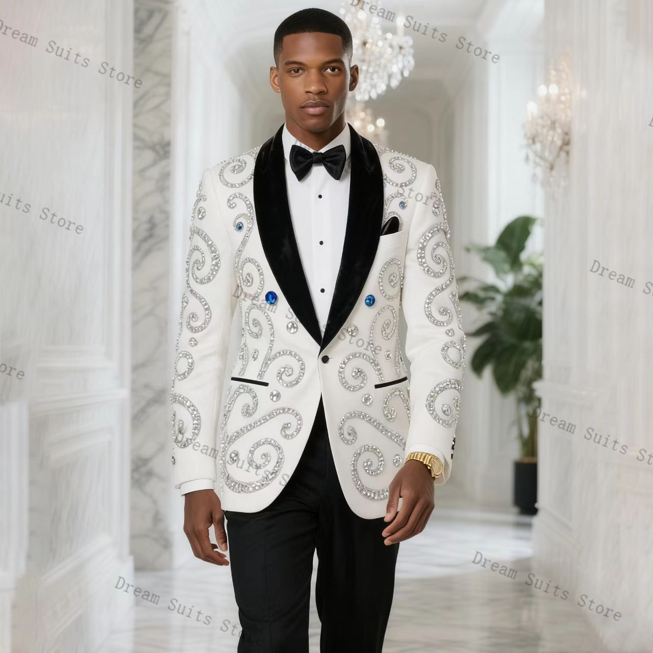 بدلة رجالية بيضاء مكونة من قطع - مراجعة Men Formal Wear Black And White وسعره