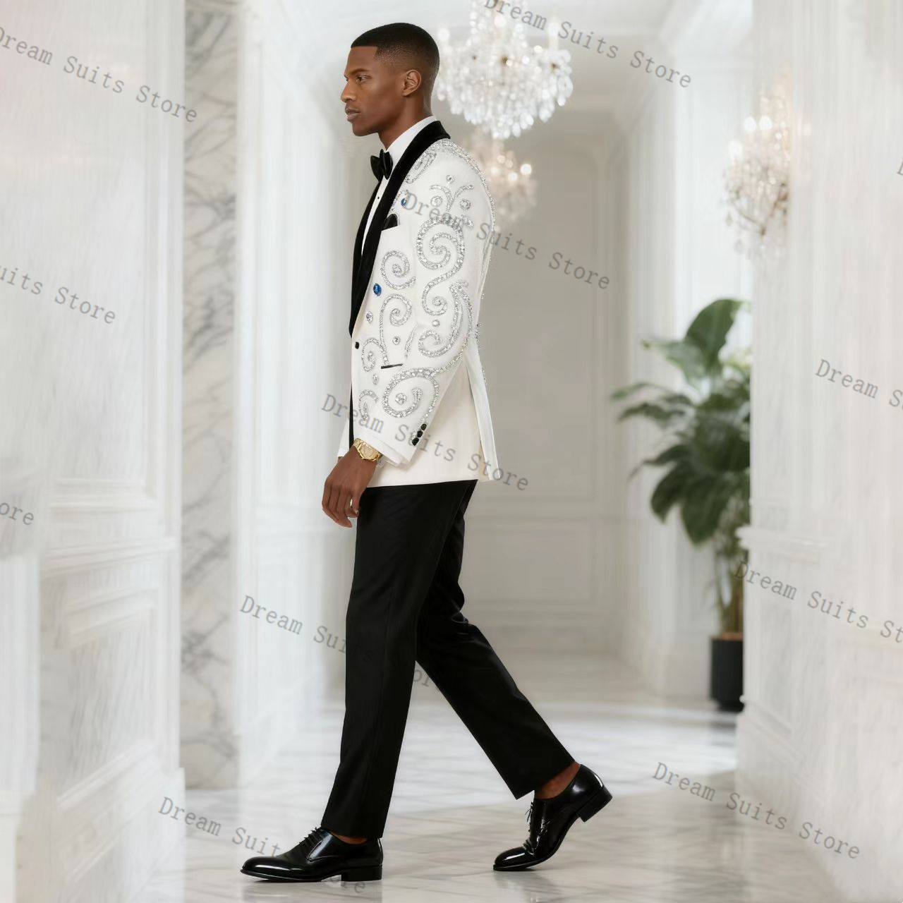 بدلة رجالية بيضاء مكونة من قطع - مراجعة Men Formal Wear Black And White وسعره